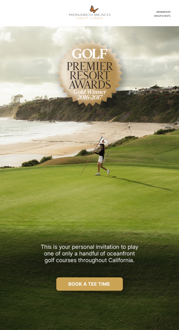 Email campaign for Monarch Beach Golf Links