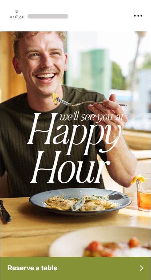 Social ad for a restaurant happy hour